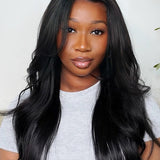 Wavymy 3 In 1 Style Yaki Lazy Waves Pre-Styled Layered Cut Hair Wear Go Glueless 7x5 Lace Wig Human Hair Wig
