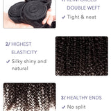 Wavymy Kinky Curly Virgin Human Hair Weave 2/3/4 Bundles Natural Black