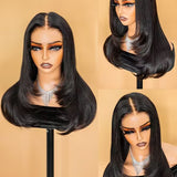 Flash Sale Wavymy TikTok Viral Layered Cut Pre-bleached Wear Go Wigs 180% Density Straight  4x6 HD Lace Closure Wigs 100% Human Hair