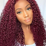 Wavymy Burgundy 99J Colored Wear Go Wigs Glueless 7x5 Lace Closure Wig 180% Density
