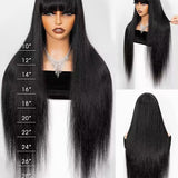 Wavymy Glueless Straight Wig With Bangs Human Hair Machine Made 180% Density