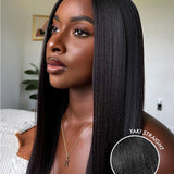 Wavymy Yaki Straight 13x4 Lace Frontal Max Free Parting Wigs Pre-Bleached Human Hair Wigs 200% Density