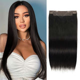 Wavymy Straight Hair Extensions Fish Line Hairnet Hairpiece Human Hair