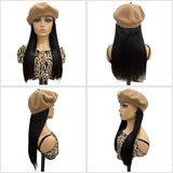 Wavymy Straight Lady Beret Hat Wigs Beret Hat With Human Hair Attached