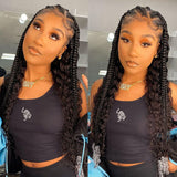 Wavymy 13x4 Deep Wave Lace Frontal Wig Braided Half Up Half Down Virgin Human Hair Lace Front Wig