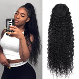 Wavymy Human Hair Water Wave Drawstring Ponytail Wrap Around Ponytail Long Human Hair Piece