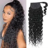Wavymy Human Hair Water Wave Drawstring Ponytail Wrap Around Ponytail Long Human Hair Piece