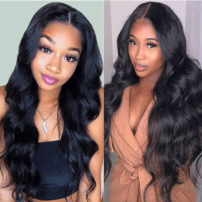 Wavymy Virgin Human Hair Weave Body Wave 4 Bundles with 13x4 Lace Frontal