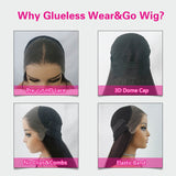 Wavymy Kinky Curly Wear & Go Wigs Dome Cap Glueless 13x4 HD Lace Front Wigs 180% Density