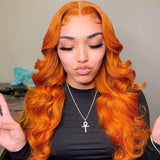 Wavymy Ginger Color 13x4 Body Wave Lace Front Virgin Human Hair Wigs
