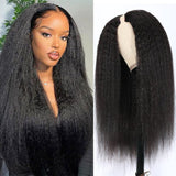Wavymy Kinky Straight V Part Wig Glueless Thin Lace V part Natural 180% Density Beginner Friendly Wigs