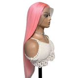 Wavymy 13x4 Lace Front Pink Color Virgin Human Hair Straight Wig Long Hairstyles
