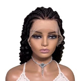 Wavymy 13x4 Deep Wave Lace Frontal Wig Braided Half Up Half Down Virgin Human Hair Lace Front Wig
