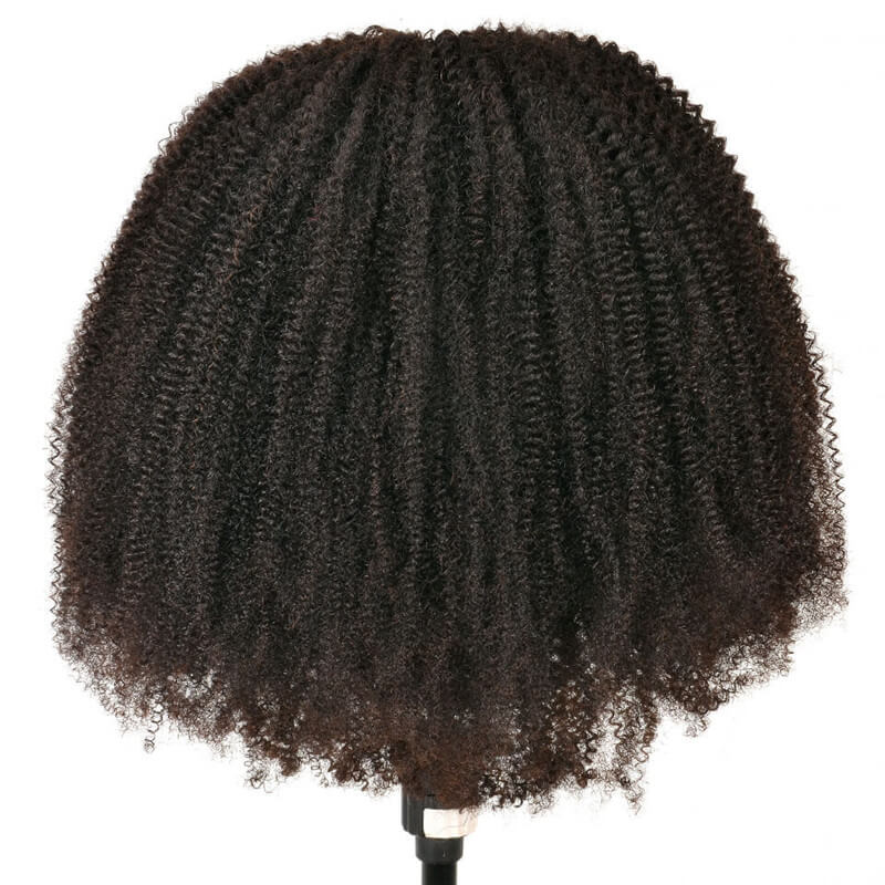 Wavymy Afro Curly V Part Wig No Glue No Sew No Gel No Leave Out Needed Virgin Human Hair Thin Part Wig