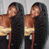 Wavymy Loose Deep Wave Wig Virgin Human Hair Full Lace Frontal Wig Natural Color