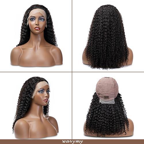 Wavymy 13x6 Kinky Curly HD Lace Front Human Hair Wigs Pure Headmade Natural Hairline Wigs