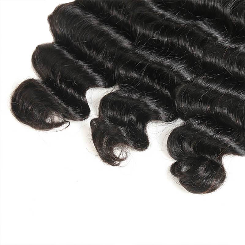 Wavymy Loose Deep Wave Virgin Hair Weave 3 Bundles With 13x6 Lace Frontal