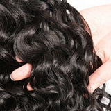 Wavymy Water Wave Human Hair 3 Bundles With 13x6 Lace Frontal Natural Black Human Virgin Hair