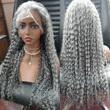 Wavymy 13x4 Lace Front Grey Colored Deep Curly Human Hair Wigs Customized Color Wigs