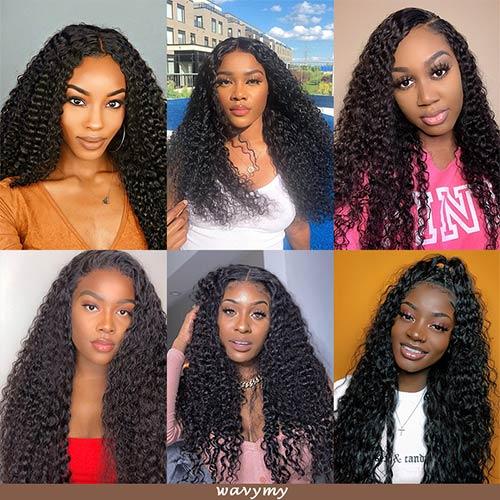 Wavymy 13x6 Kinky Curly HD Lace Front Human Hair Wigs Pure Headmade Natural Hairline Wigs