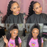 Wavymy Deep Wave Drawstring Ponytail Wrap Around Ponytail Long Human Hair