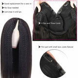 Wavymy Kinky Straight V Part Wig Glueless Thin Lace V part Natural 180% Density Beginner Friendly Wigs