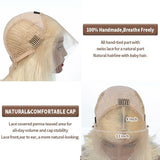 Wavymy 613 Blonde Straight 13x6  Lace Frontal Wig 180% Density Pre-plucked Hairline Wig