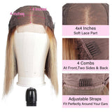 Wavymy Highlight Balayage Color Wig 4x4 Bob Lace Wigs Pinao Color Human Hair Wigs 8-16 Inch