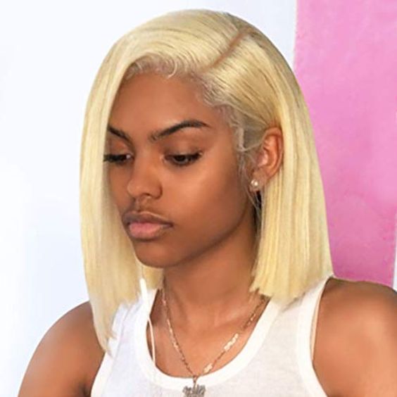 Wavymy 613 Blonde Short Bob Wig 13x4 Lace Front Wigs Straight Human Hair