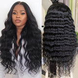 Wavymy Loose Deep Wave Wig Virgin Human Hair Full Lace Frontal Wig Natural Color