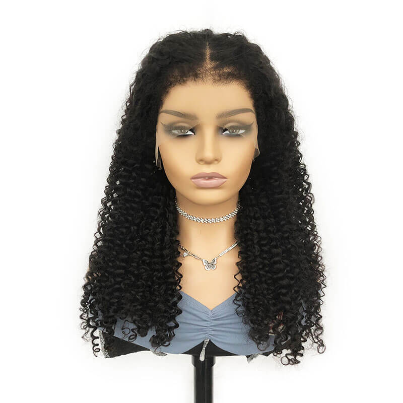 Wavymy Type 4 Hairline Wigs 13x4 HD Lace Front Wig Kinky Curly With Curly Edges HD Lace Front Wig Water Wave With Curly Edges