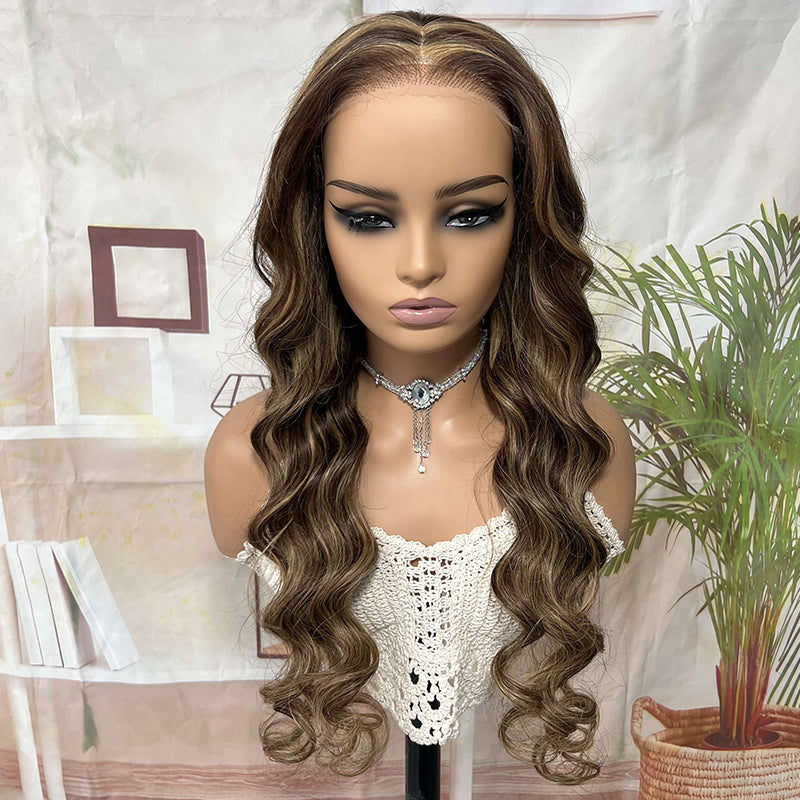 Wavymy Wear Go Highlight Ombre Color Glueless Wig 4*6 HD Lace Closure Body Wave Wig 180% Density