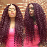 Wavymy 4x4 Lace Closure Wig 99J Deep Wave Wig Dark Burgundy Human Hair Wigs 14-30 Inch