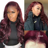 Wavymy Burgundy 99J Lace Front Wigs Body Wave 13x4 Lace Wigs Pre Plucked Frontal Wigs