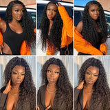 Wavymy Virgin Human Hair Weave Kinky Curly 4 Bundles with 5x5 Lace Closure