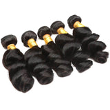 Wavymy Loose Wave Human Hair Weave 4 Bundles with 5x5 HD Lace Closure