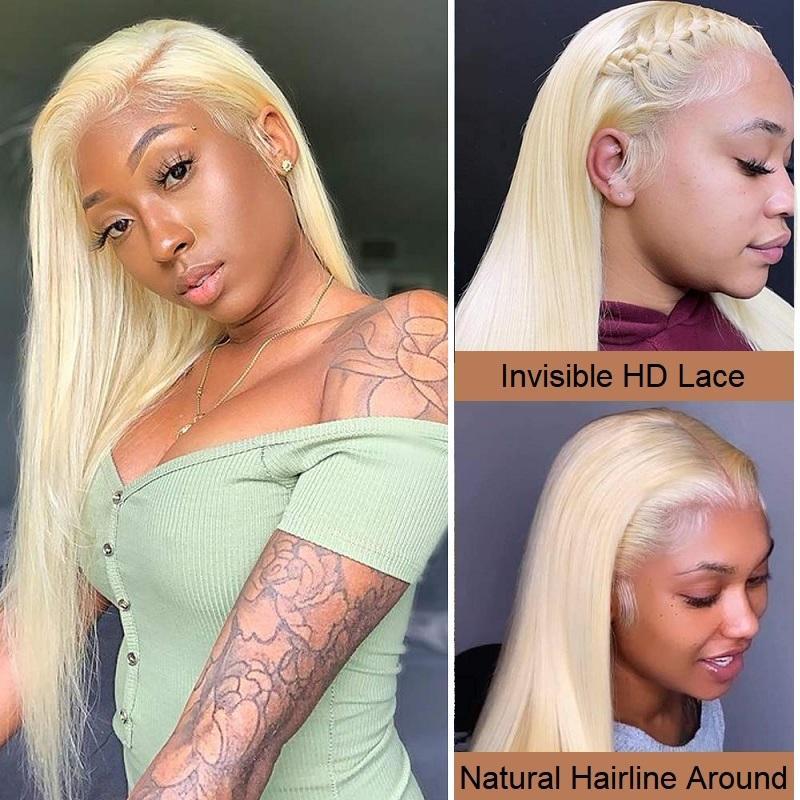 Wavymy 613 Blonde Straight HD Lace Wigs 4x4 HD Lace Closure Human Hair Wigs