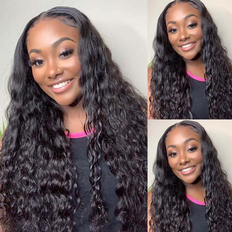 Wavymy 4x4 Lace Closure Water Wave Wigs  Swiss Lace Human Hair Wig With No Glue