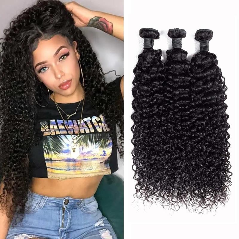 Wavymy  Jerry Curly 4x4 Lace Closure With 3 Bundles 100% Virgin Human Hair 10-26 Inch