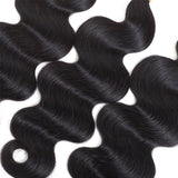 Wavymy Virgin Human Hair Weave Body Wave 4 Bundles With 13x6 Lace Frontal Natural Black