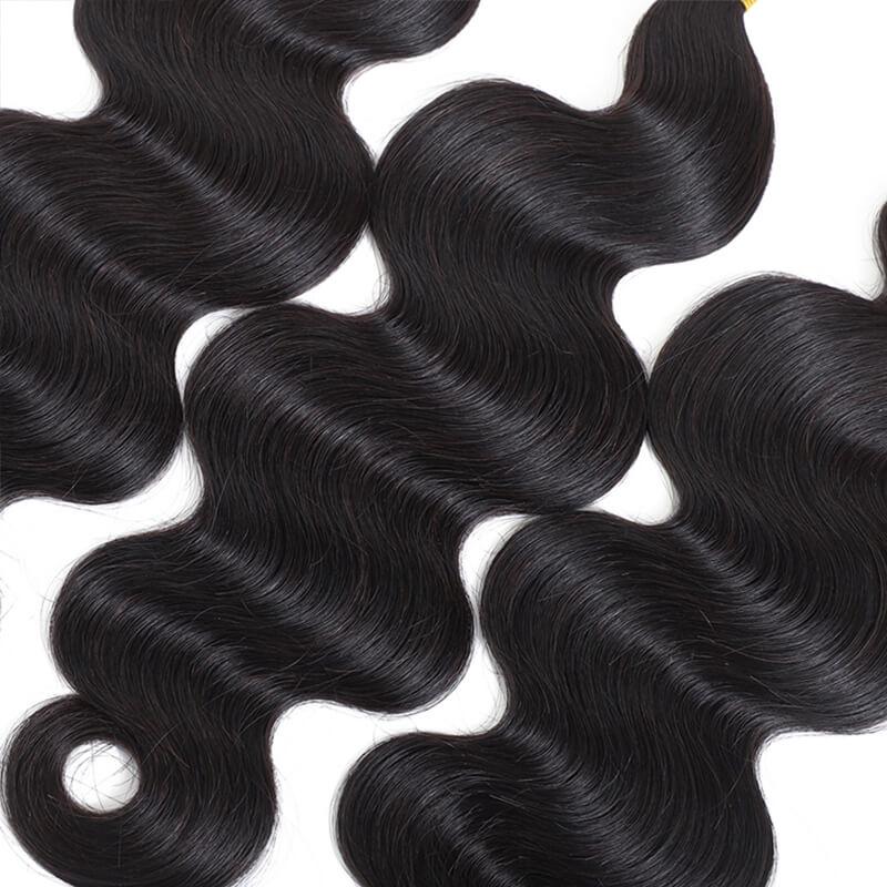 Wavymy Body Wave Natural Color Virgin Human Hair Weave 4 Bundles with 5x5 Lace Closure