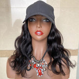 Wavymy Body Wave Natural Color Hat Wigs With Human Hair Baseball Cap Wigs With Hair Attached