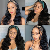Wavymy Body Wave Headband Wig Virgin Human Hair Half Wig Natural Hairline No Glue Wigs