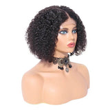 Wavymy Kinky Curly Bob Wigs 4x4 Lace Closure Short Human Hair Wigs