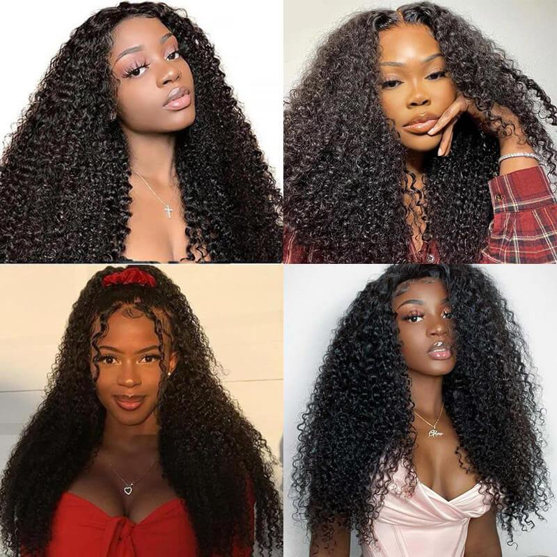 Wavymy Kinky Curly Virgin Human Hair 3 Bundles With 13x4 Lace Frontal
