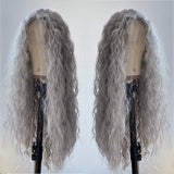 Wavymy Grey Lace Front Wig 13x4 African American Gray Human Hair Wigs