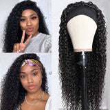 Wavymy Kinky Curly Scarf Wigs Virgin Human Hair Headband Wig No Glue & No Sew Natural Color