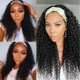 Wavymy Kinky Curly Scarf Wigs Virgin Human Hair Headband Wig No Glue & No Sew Natural Color