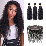 Wavymy Kinky Curly Virgin Human Hair 3 Bundles With 13x6 Lace Frontal