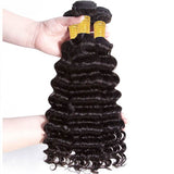 Wavymy Virgin Human Hair Weave Deep Wave 3 Bundles With 13x4 Lace Frontal